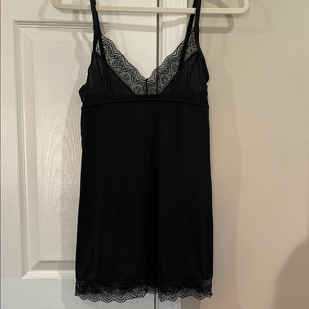 Fashion Nova Black Lace-Trim Slip Chemise and Panty Size Small NWOT